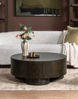 oak round brown coffee table