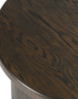 brown oak round end table