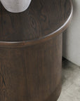 round oak accent table brown