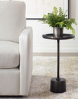 dark brown iron side accent table