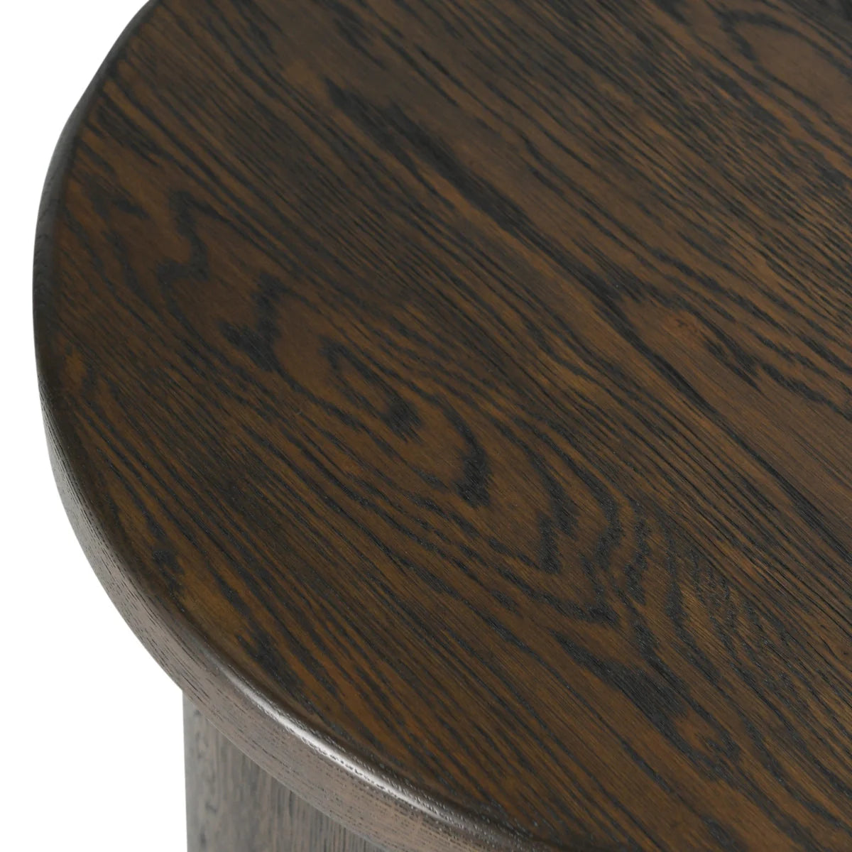 brown oak round end table