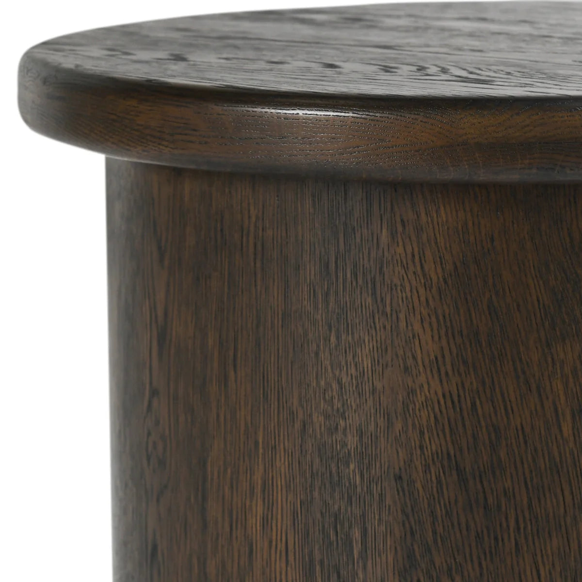 brown oak round side table