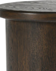 brown oak round side table