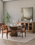 tan large round dining table