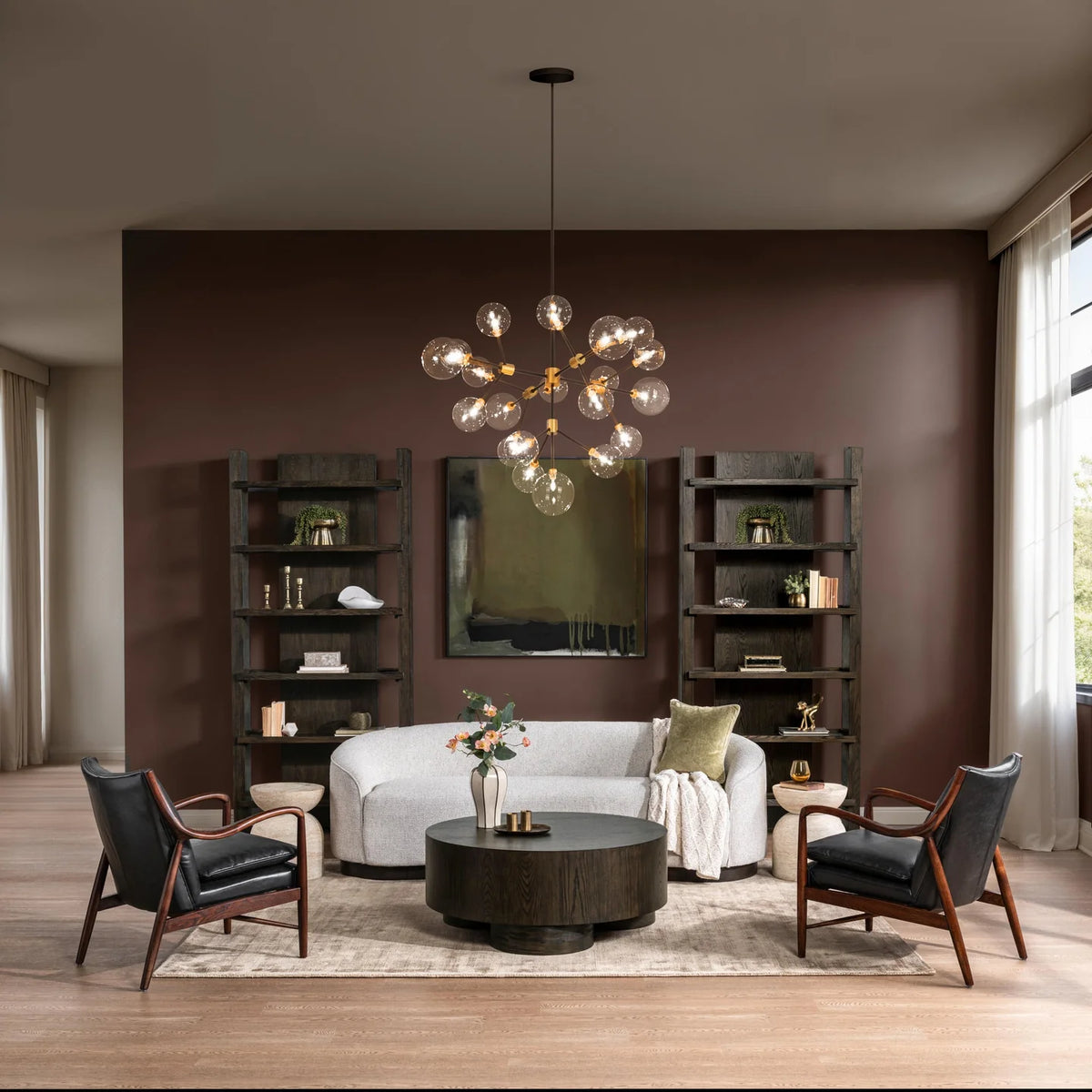 brown ladder bookcase