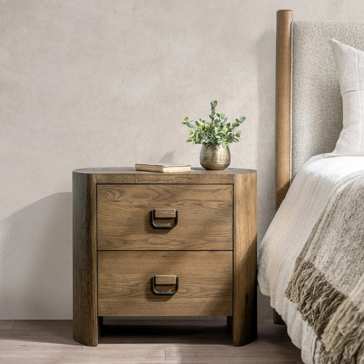 2 drawer brown nightstand