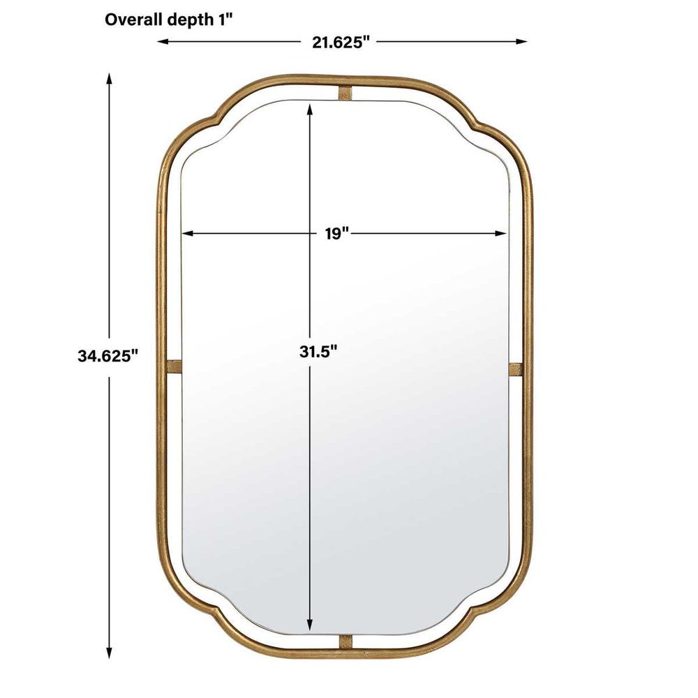 tubular tall golden wall mirror
