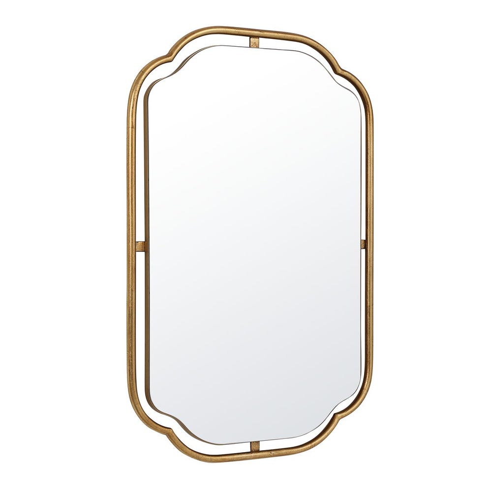 floating rectangular gold wall mirror