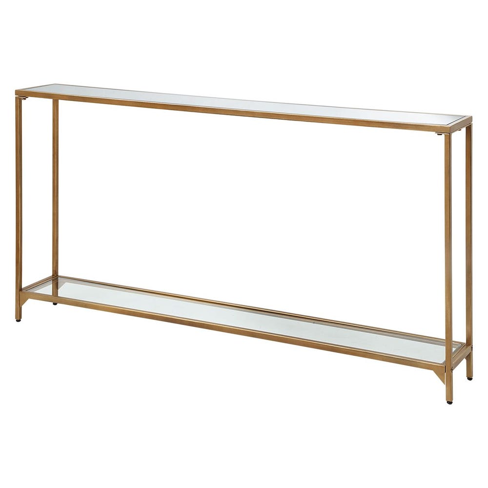 mirror top glass gold console table