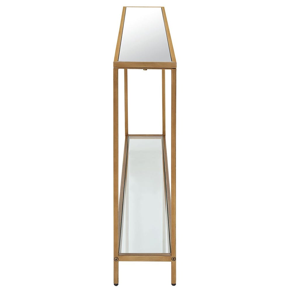 narrow golden entry way table