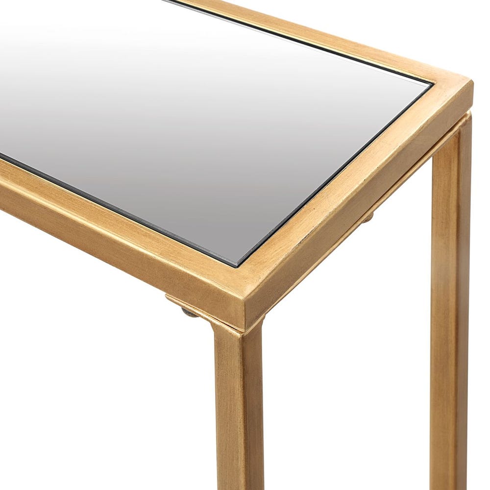 gold mirrored top console table