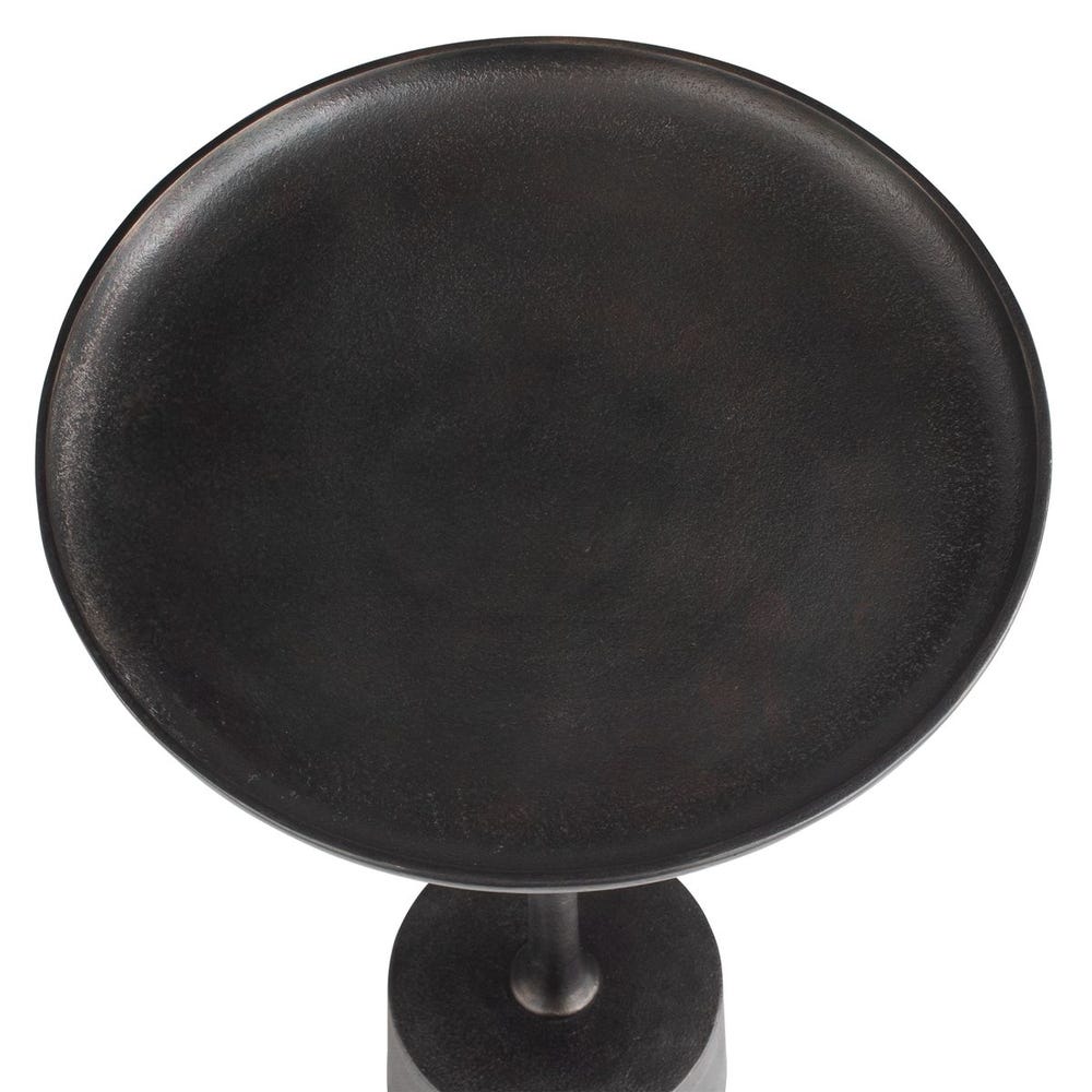 dark brown round side table
