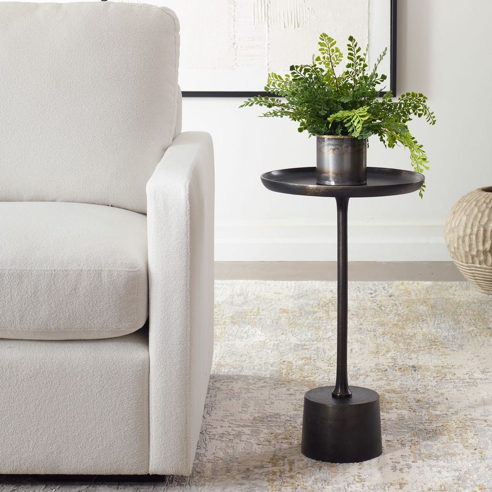 dark brown iron side accent table