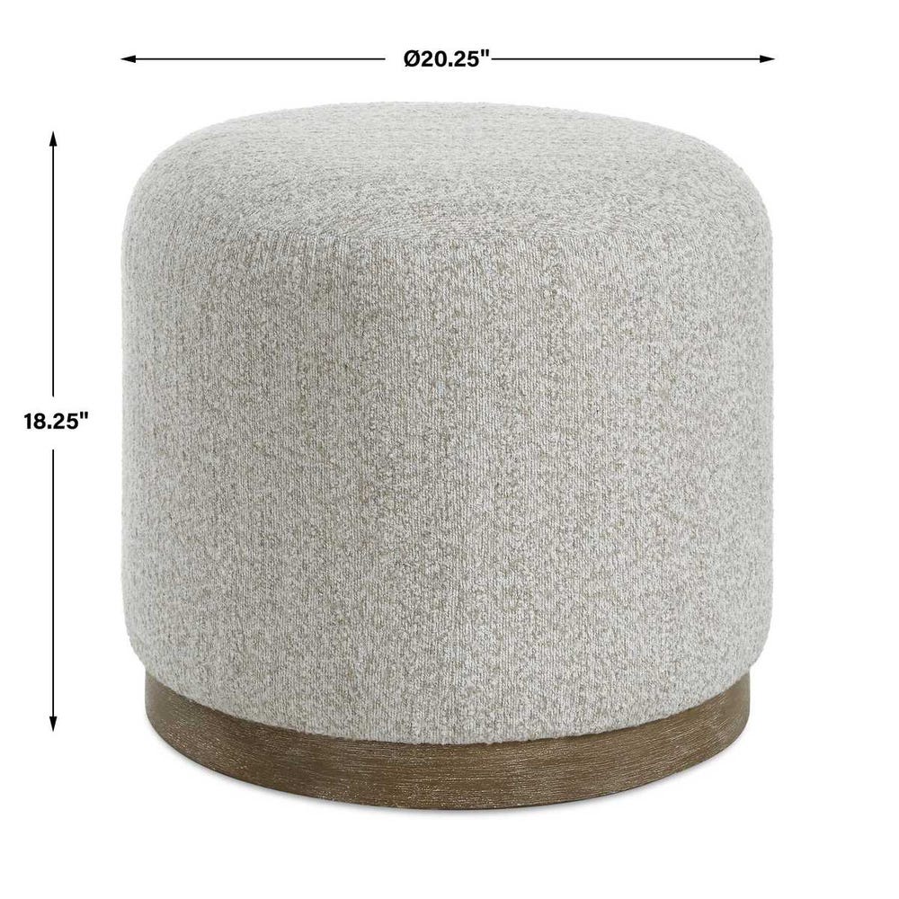 gray and brown upholstered ottoman stool